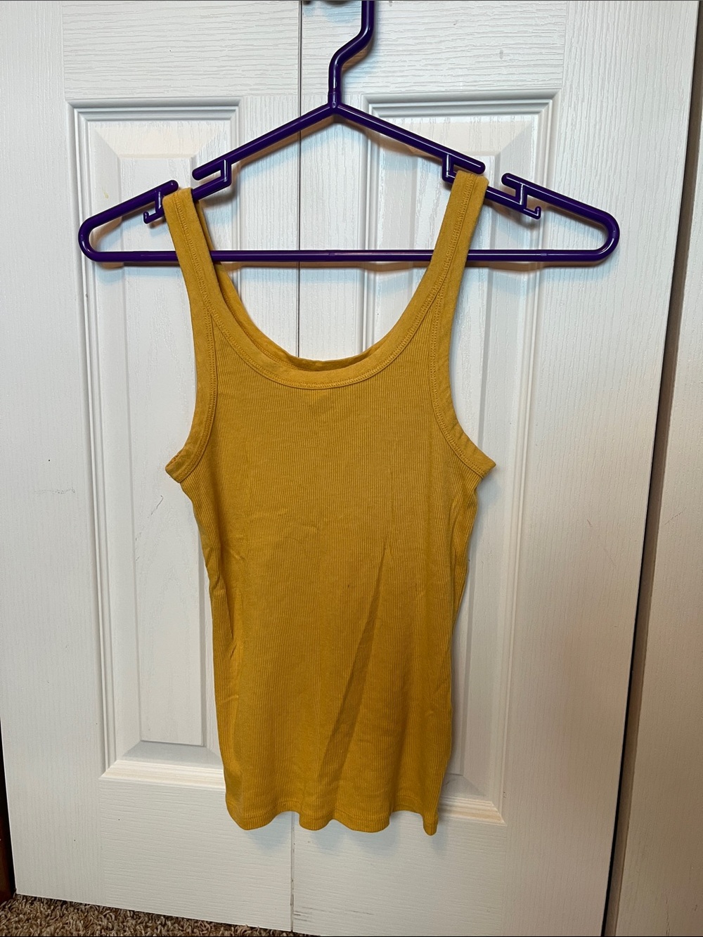 American Eagle Outfitters Mustard and Baby Blue Ribbed Tank Top - Women
